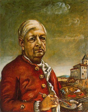self portrait with palette 1960 Giorgio de Chirico Metaphysical surrealism Oil Paintings